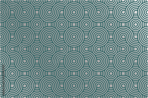 Beautiful chinese and japanese geometric seamless pattern on silver background. Asian rounded texture. 