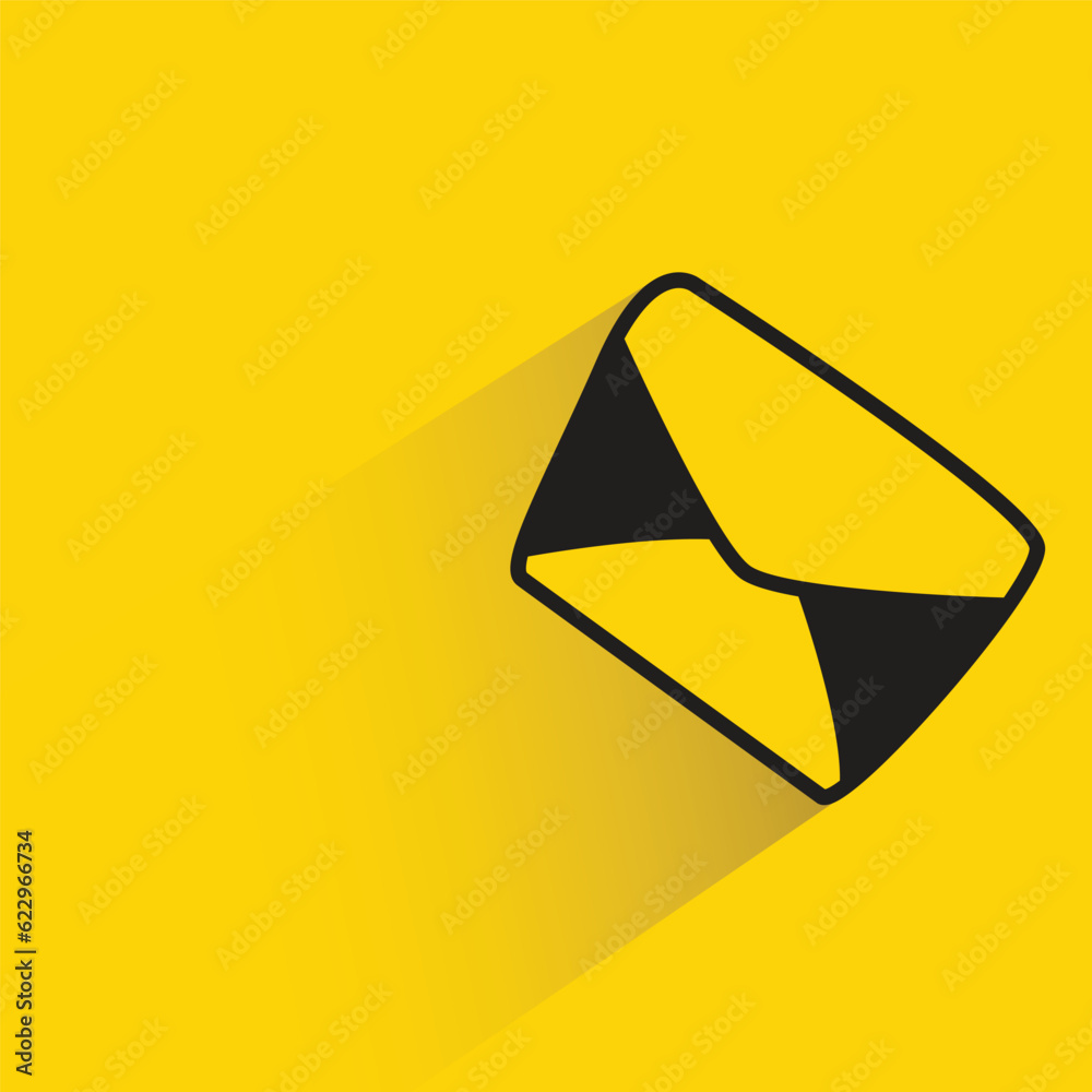 doodle mail with shadow on yellow background doodle mail with shadow on yellow background