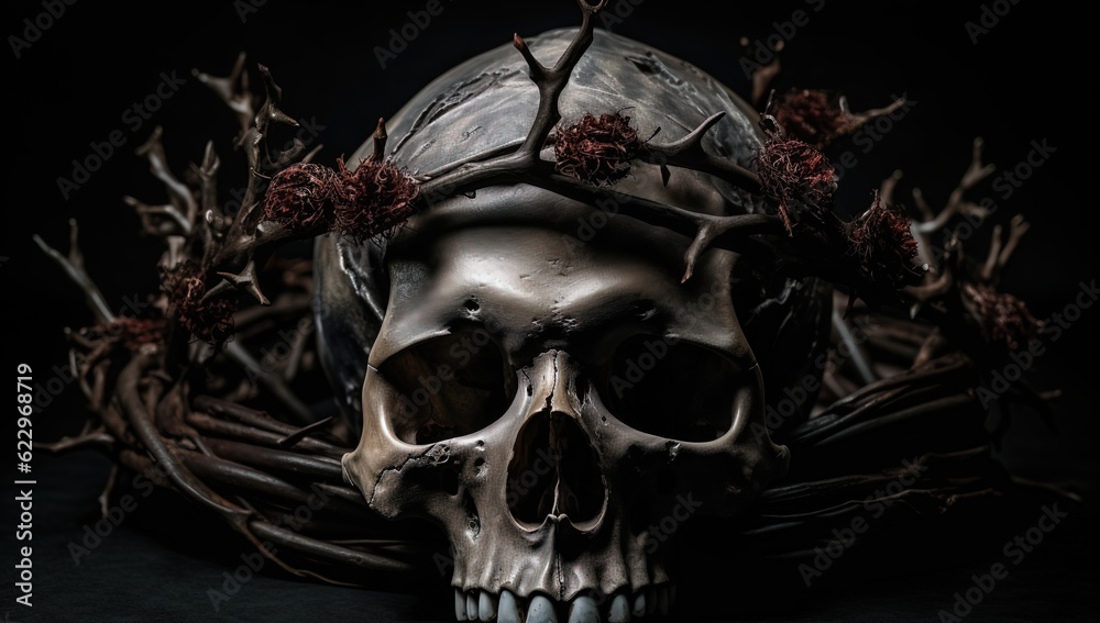 A skull with thorns. Great for horror, fantasy, macabre, dark fantasy, gothic and more. A skull with thorns. Great for horror, fantasy, macabre, dark fantasy, gothic and more.