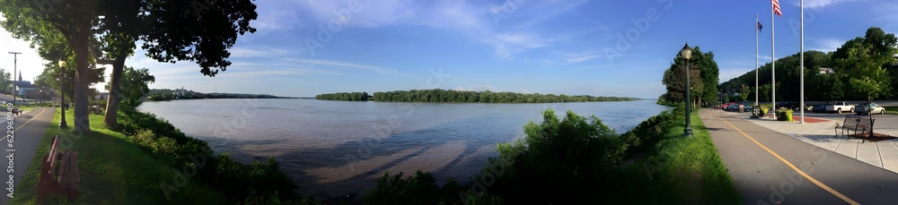 Panoramic View of the Ohio River from the bank in Aurora Indiana 2015