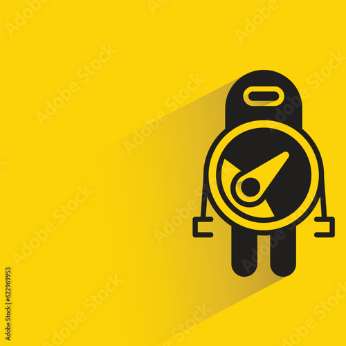 cute robot with shadow on yellow background