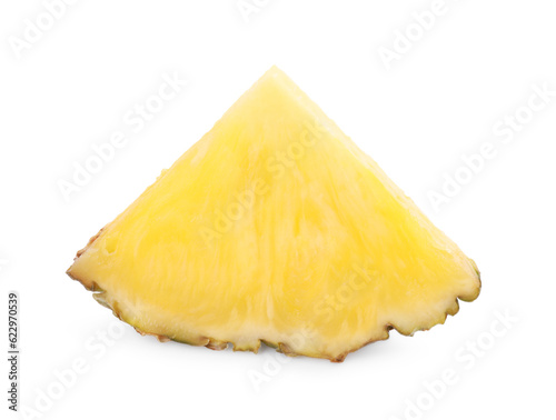 Piece of tasty ripe pineapple isolated on white