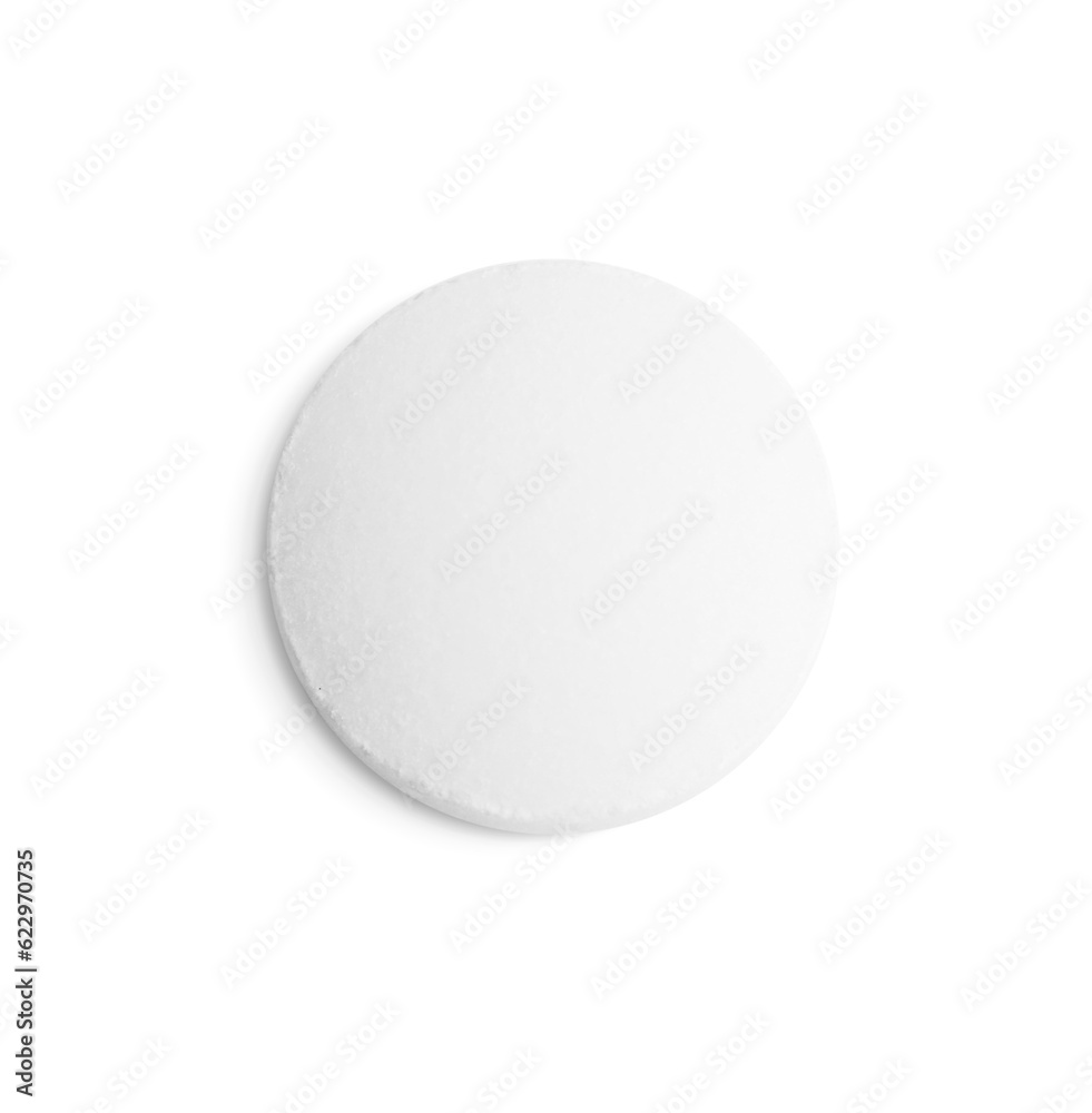 One pill isolated on white, top view One pill isolated on white, top view