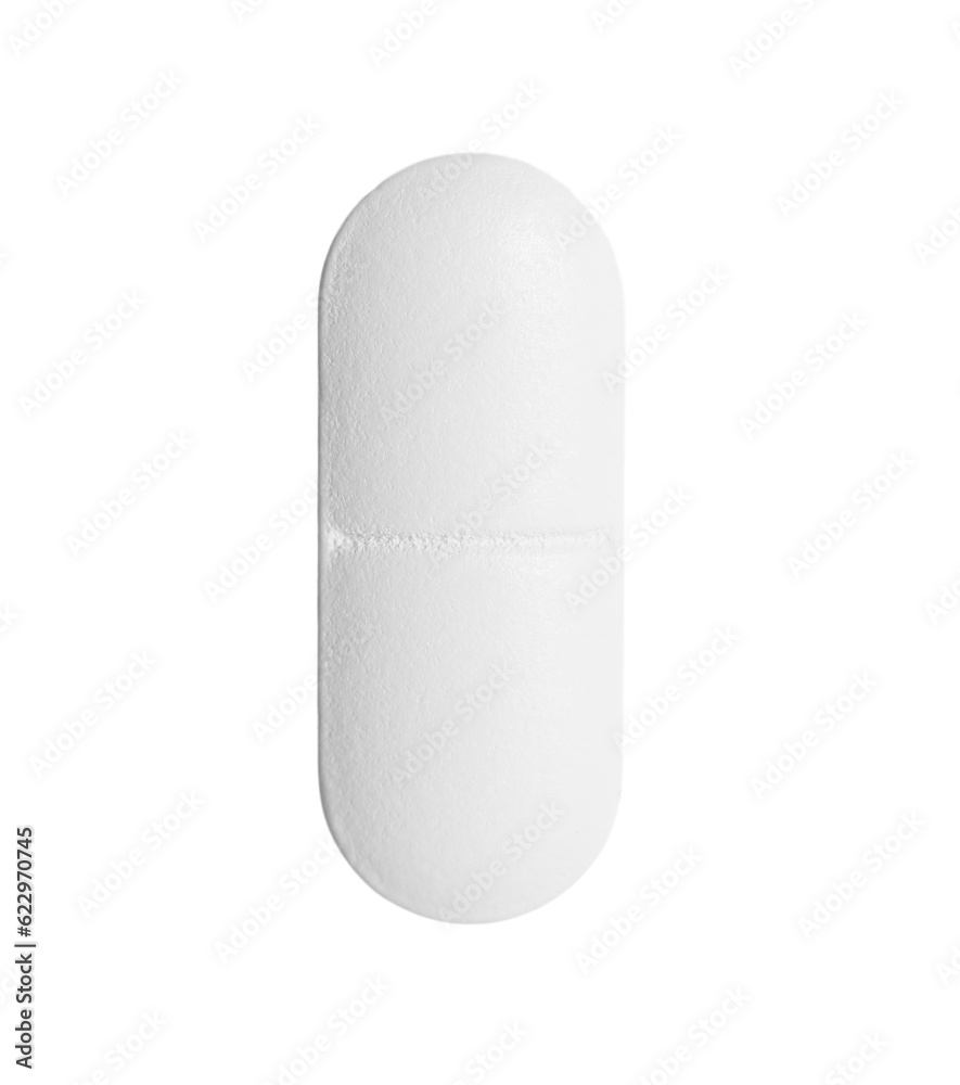 One pill isolated on white. Drug therapy One pill isolated on white. Drug therapy