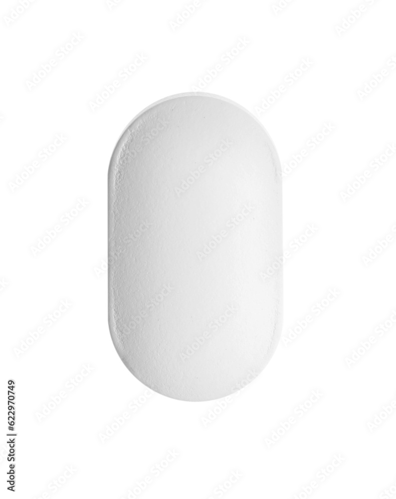 Obraz premium One pill isolated on white. Drug therapy