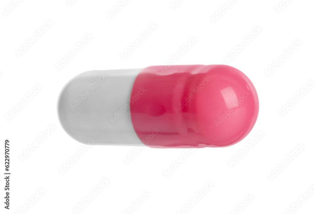 One pill isolated on white. Medicinal treatment One pill isolated on white. Medicinal treatment