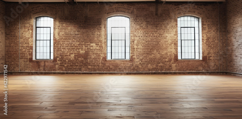 old red brick building with wooden floors and windows