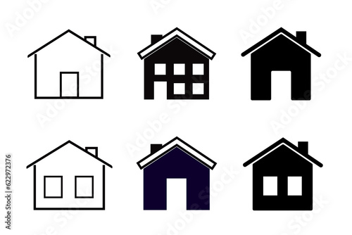 House Icon. Set Home. Vector Illustration