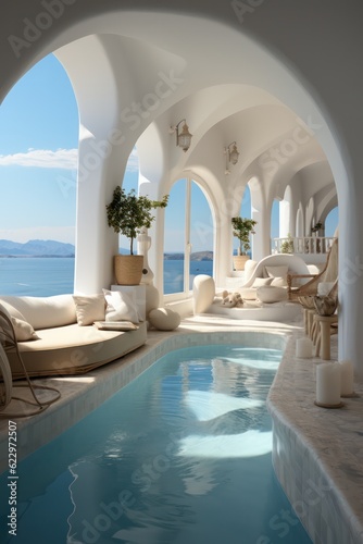 Luxurious modern villa in Santorini, complete with a pool and breathtaking sea views © aboutmomentsimages