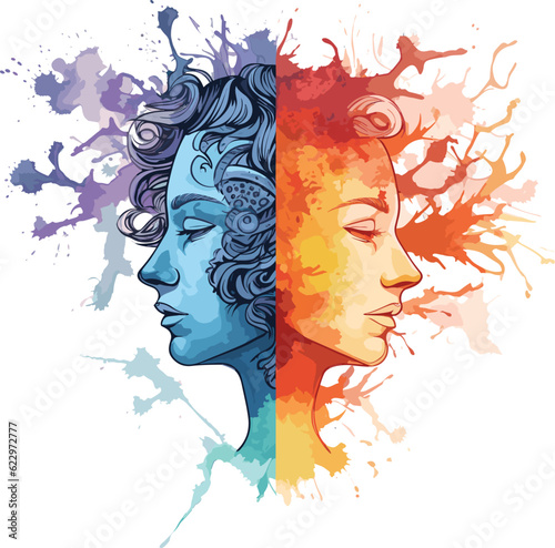 Vector Illustration of Complementary Bipolar Heads