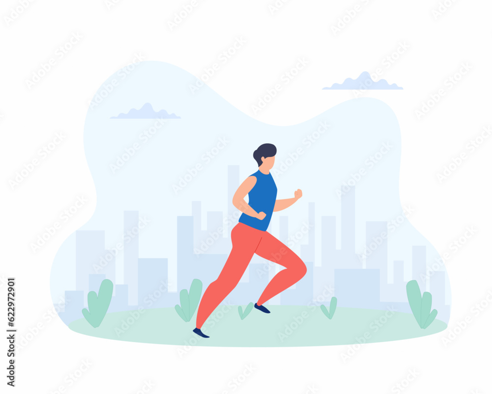 Young woman jogging in city park for healthy and active lifestyle Young woman jogging in city park for healthy and active lifestyle