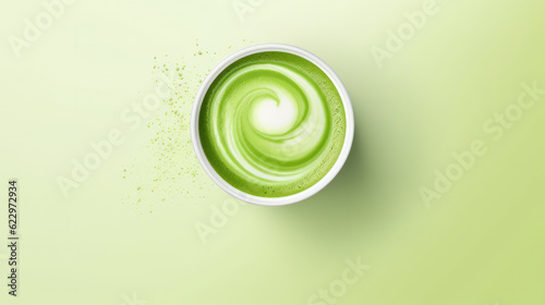 Foto Matcha green tea latte in a cup.