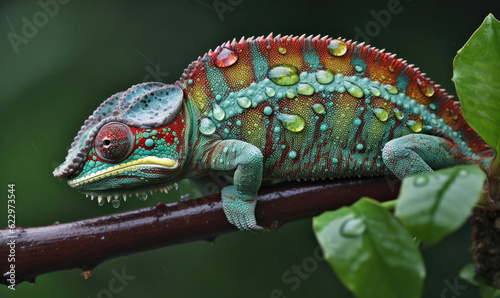 Vibrant World  A Kaleidoscope of Colorful Chameleons in their Natural Habitat GENERATIVE AI  AI GENERATIVA