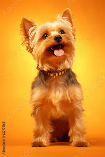 Very cute Yorkshire Terrier in nature, national geography, Wide life animals. AI Generated.  © Narin