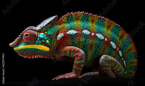 Vibrant World  A Kaleidoscope of Colorful Chameleons in their Natural Habitat GENERATIVE AI  AI GENERATIVA