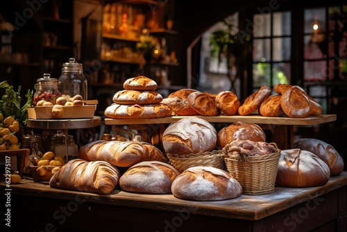 Fresh Bread And Pastries In Bakery, Generative AI