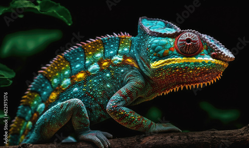 Vibrant World: A Kaleidoscope of Colorful Chameleons in their Natural Habitat GENERATIVE AI, AI GENERATIVA © Rubén P. Bescós