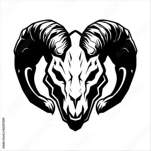 Goat skull, vector art, isolated on white background, vector illustration.