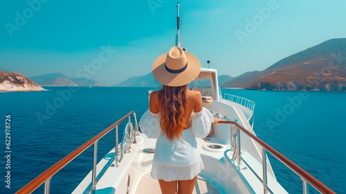 woman on yacht