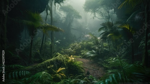rainforest morning fog © jambulart