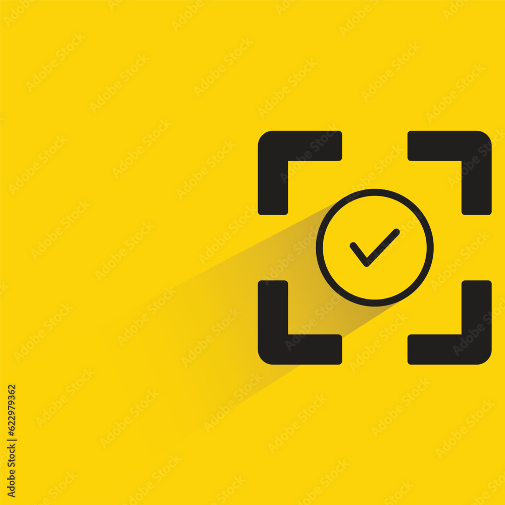 check mark with shadow on yellow background check mark with shadow on yellow background