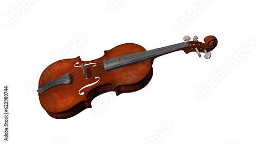 violin isolated on white 3d model