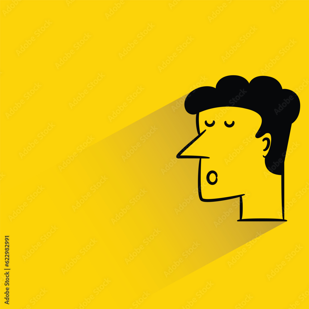 funny face with shadow on yellow background funny face with shadow on yellow background