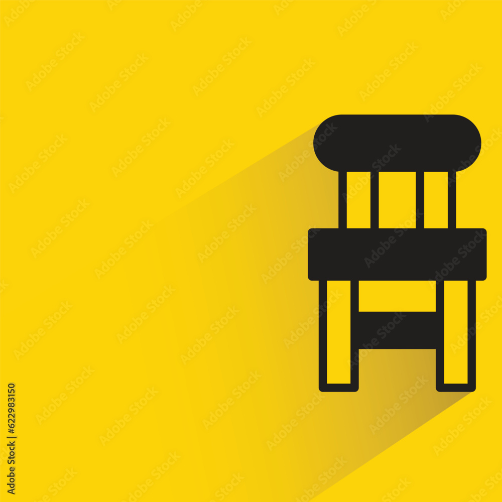 chair front view with shadow on yellow background chair front view with shadow on yellow background