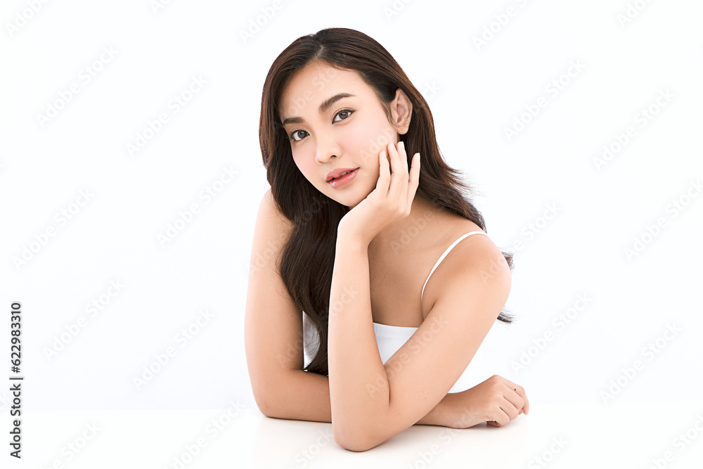 Beautiful young asian woman with clean fresh skin on white background, Face care, Facial treatment, Cosmetology, beauty and spa, Asian women portrait. Beautiful young asian woman with clean fresh skin on white background, Face care, Facial treatment, Cosmetology, beauty and spa, Asian women portrait.