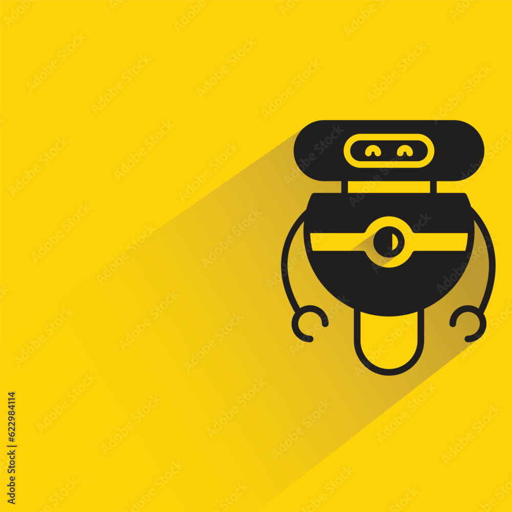 robot with shadow on yellow background