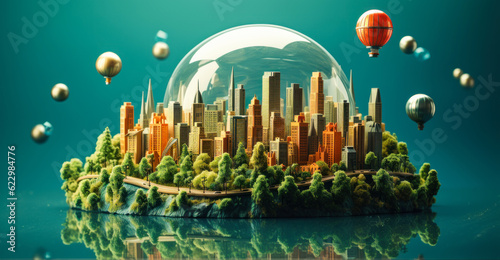 City Encased: Model of a City in a Glass Ball for World Cities Day Banner