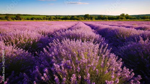 Purple lavender field in bloom in summer