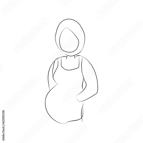 Illustration and line art of pregnant women