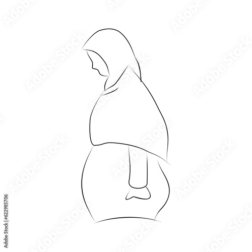 Illustration and line art of pregnant women