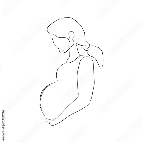 Illustration and line art of pregnant women