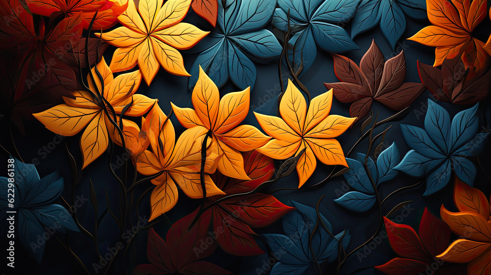 autumn background pattern vectors, showcasing an array of intricately designed leaves in various shapes and sizes, ai generative autumn background pattern vectors, showcasing an array of intricately designed leaves in various shapes and sizes, ai generative