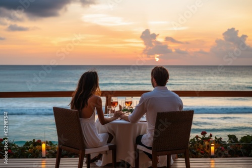 Luxury beach dinner couple. Generate Ai © nsit0108