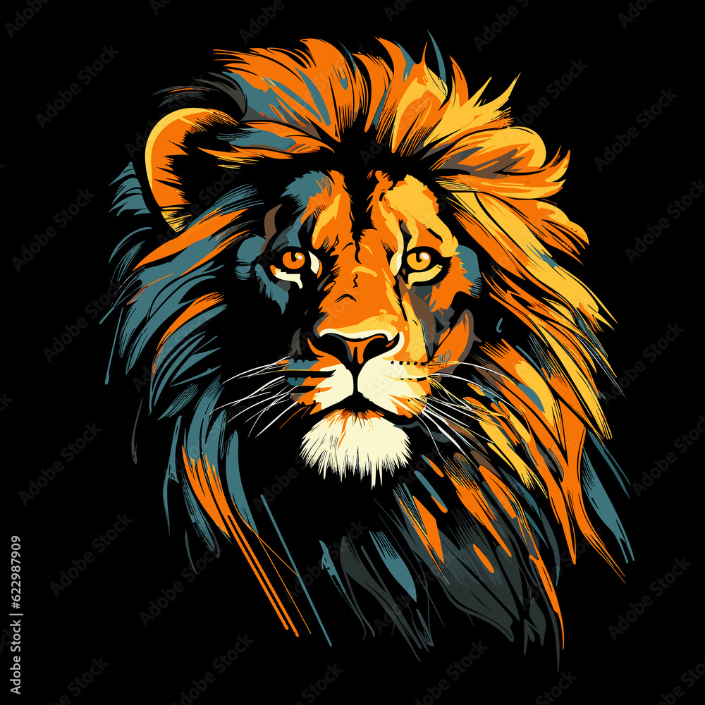 Abstract lion portrait in pop art vector style . AI generated