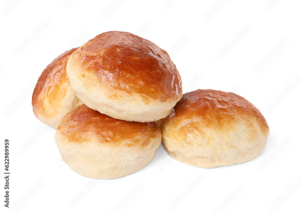 Tasty scones prepared on soda water isolated on white Tasty scones prepared on soda water isolated on white