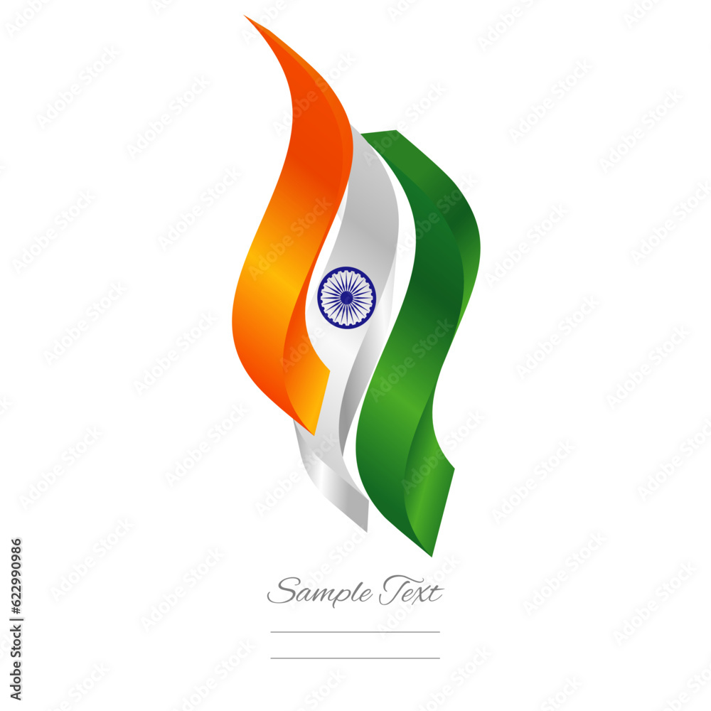 India abstract flag logo icon. Indian 3d flag ribbon banner isolated on ...
