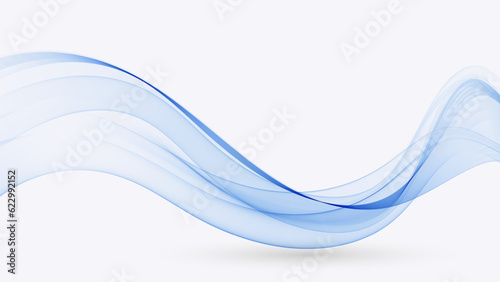 Blue transparent flow of wavy lines.Vector wave background
