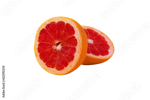 Whole and sliced grapefruit isolated on transparent background