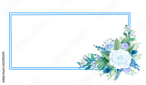 Light blue frame with white and blue flowers