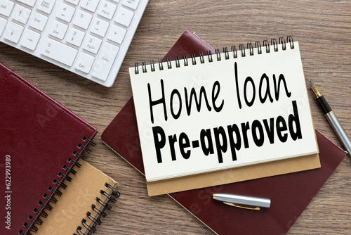 Wallpaper Mural open notebook on a notepad. white keyboard. words Home loan pre approval Torontodigital.ca