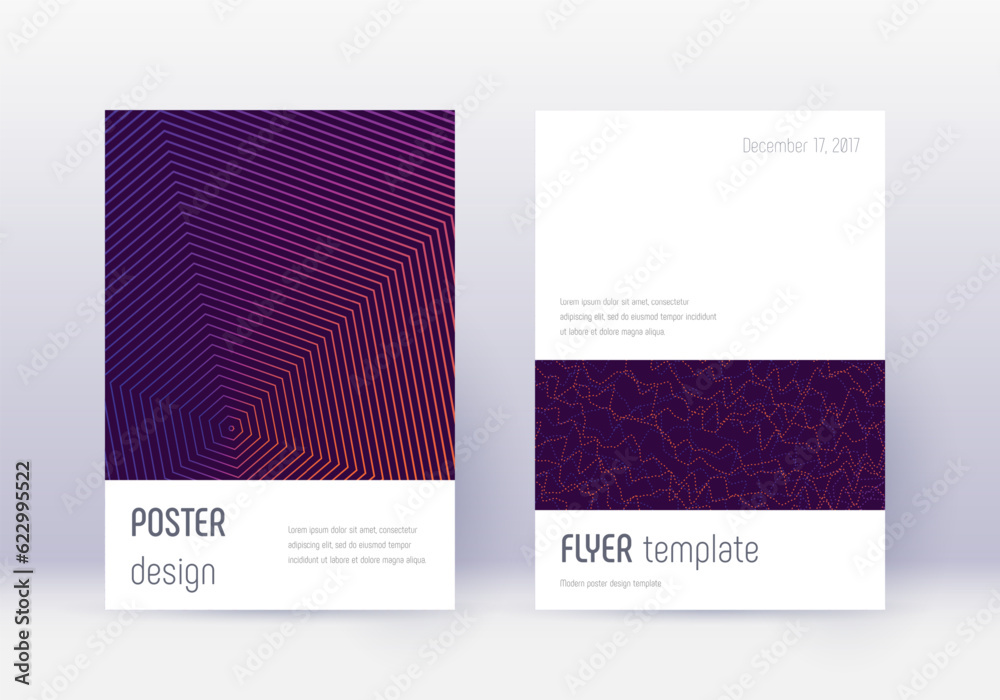 Minimalistic cover design template set. Violet abs