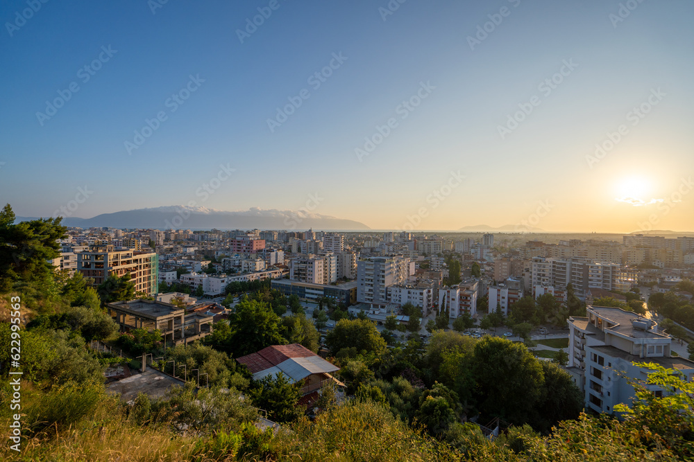 Albania- Vlora- cityscape as seen from hill Kuzum Baba