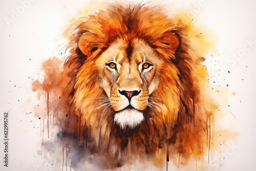 Watercolor style majestic lion head picture © evening_tao