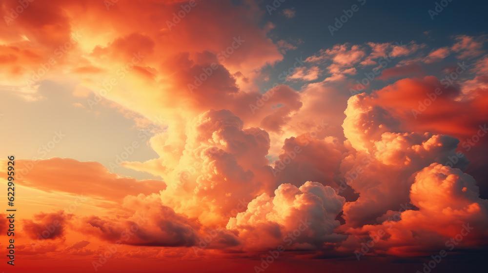 Beautiful red sunset covers the sky