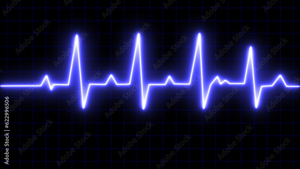 Emergency ekg monitoring. One pulse line. ECG heartbeat monitor, cardiogram heart pulse line wave. Electrocardiogram medical background.