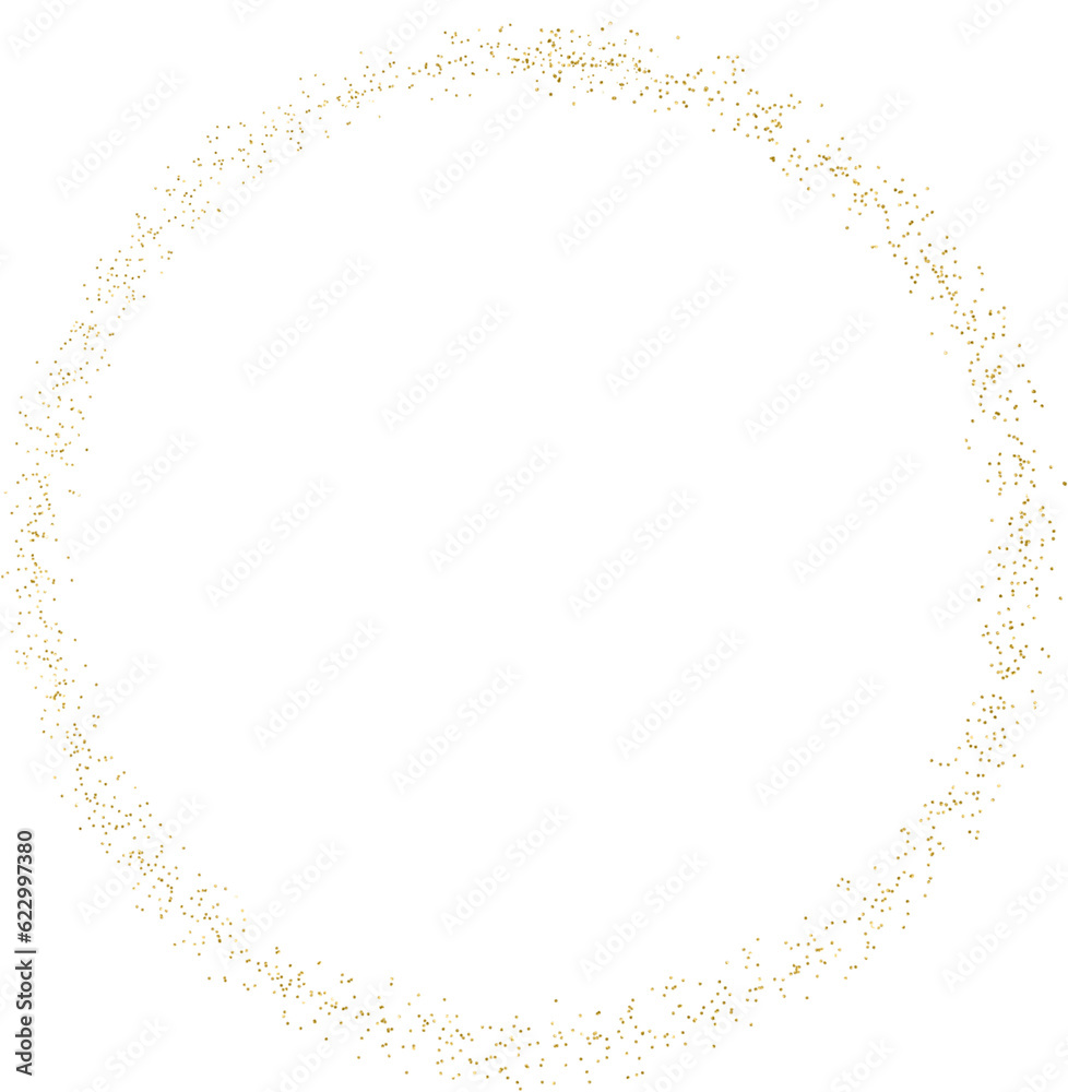 Fototapeta premium Golden glitter round frame with confetti